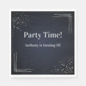 Modern Dark Blue & Silver 18th Birthday Napkins Servet (Voorkant)