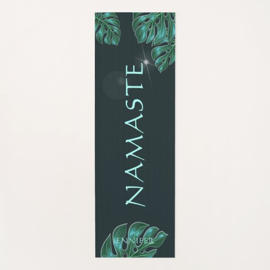 Modern Dark Emerald Tropical Foliage Yogamat (Voorkant)