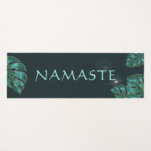 Modern Dark Emerald Tropical Foliage Yogamat (Voorkant (horizontaal))