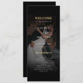 Modern Dark Faded Photo Gold & Black Wedding Kaart (Voorkant / Achterkant)