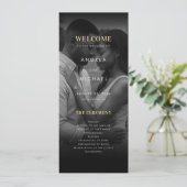 Modern Dark Faded Photo Gold & Black Wedding Programma (Staand voorkant)