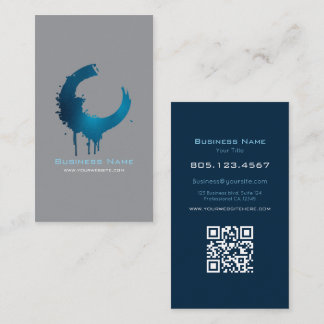 Modern Dark Grey & Blue Paint Swirl | Custom Visitekaartje