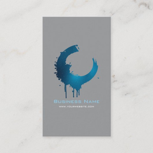 Modern Dark Grey & Blue Paint Swirl | Custom Visitekaartje (Voorkant)