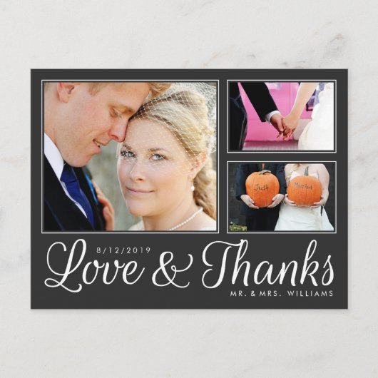 Modern Dark Love Merci Mariage 3 Photo Carte Posta (Devant)