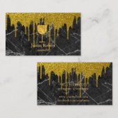 Modern Dark Marble Wine Bartender Sommelier Drip Visitekaartje (Voorkant / Achterkant)