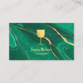 Modern Dark Marble Wine Bartender Sommelier Visitekaartje (Voorkant)