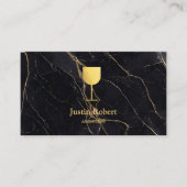 Modern Dark Marble Wine Bartender Sommelier Visitekaartje (Voorkant)