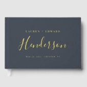 Modern Dark Navy et Gold Nom de famille Mariage (Recto)