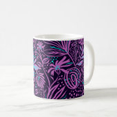Modern Dark Purple Floral Pattern Koffiemok (Voorkant rechts)