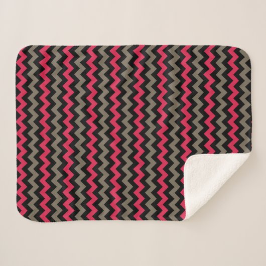 Modern Dark Red Black Chevron Pattern Sherpa Deken (Voorkant (horizontaal))