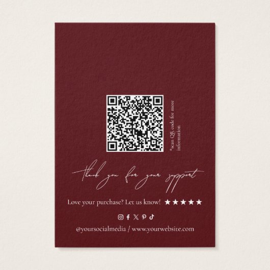 Modern Dark Red Earring Display Card (Dos)