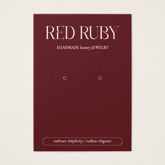 Modern Dark Red Earring Display Card (Devant)