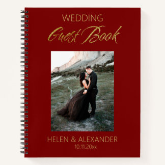Modern Dark Red Wedding Guest Book Notitieboek