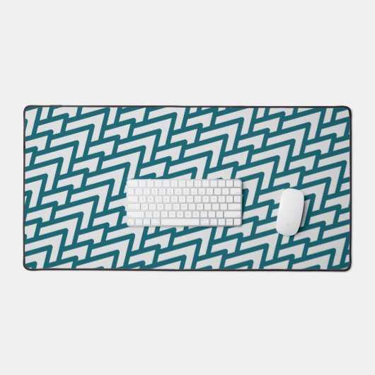 Modern Dark Teal Geometric Pattern on Light Gray (Clavier et souris)