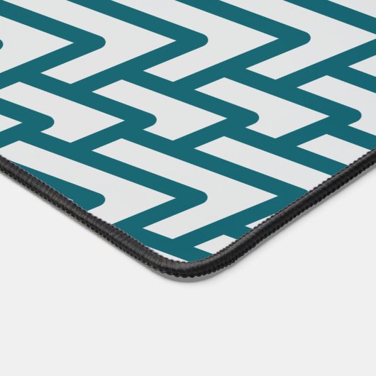 Modern Dark Teal Geometric Pattern on Light Gray Bureaumat (Hoek)