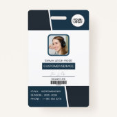 Modern Dark Teal Professional Employee Photo ID Badge (Voorkant)