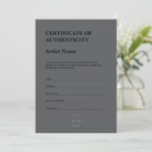 Modern Dark Theme Certificate of Authenticity Bedankkaart (Staand voorkant)
