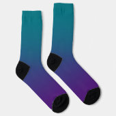 Modern Dark Turquoise Royal Paarse Gradient Sokken (Rechts)