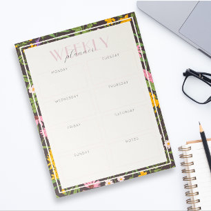 Modern Dark Wildflower Tearaway Weekplanner Notitieblok
