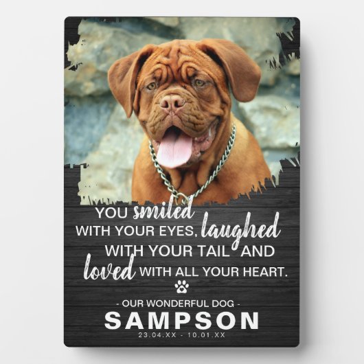 Modern Dark Wooden Pet Memorial | Foto Keepslag Fotoplaat (voorkant)