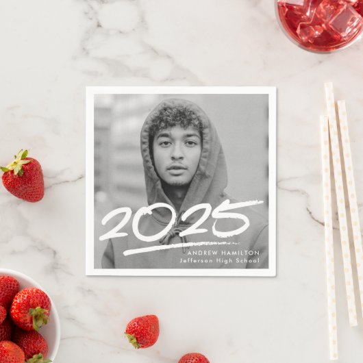 Modern Dashed 2025 foto Afstuderen servetten (Insitu)