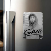 Modern Dashed Black Photo Afstuderen Magneet