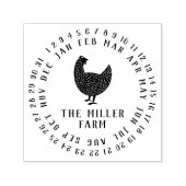 Modern Date & Chicken Boerderij Name Personalized Zelfinktende Stempel (Design)