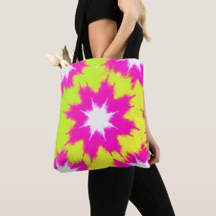 Modern Dazzle Roos Green Yellow Tie Dye Draagtas