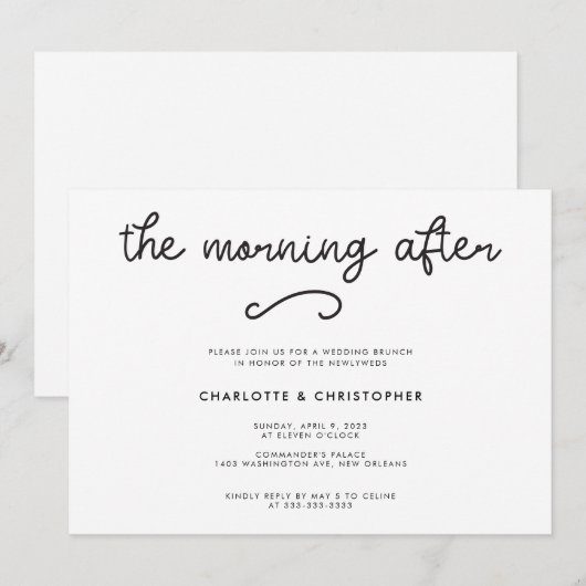 Modern De Ochtend Na Post Bruiloft Brunch Kaart (Voorkant / Achterkant)