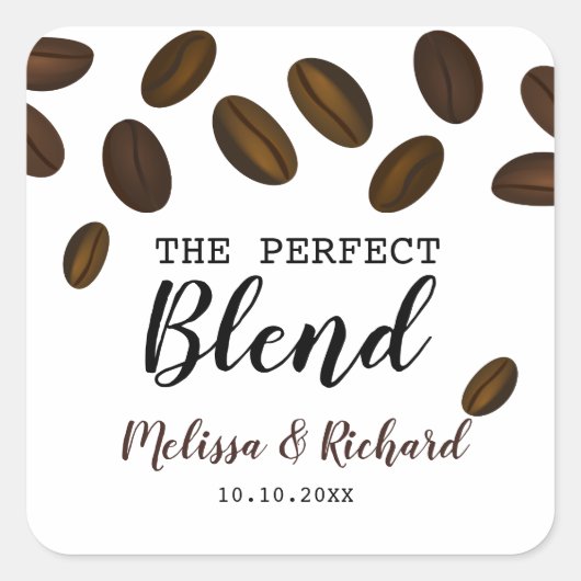 Modern De perfecte mix koffie bruiloft Vierkante Sticker (Voorkant)