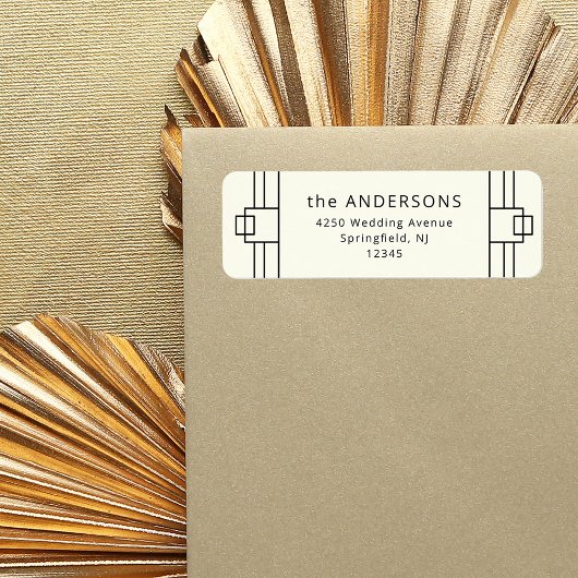 Modern Deco | Adres voor ivoor en zwart-wit Etiket