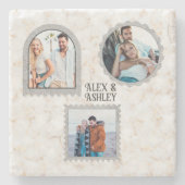 Modern Deco Art Custom Photo Name Design Stenen Onderzetter (Voorkant)