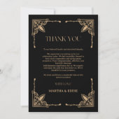 Modern Deco | Elegant Black and Gold Wedding Bedankkaart (Voorkant)