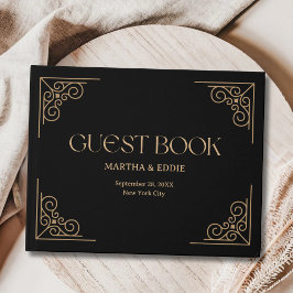 Modern Deco | Elegant Black and Gold Wedding Gastenboek