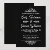 Modern Deco | Elegant Black and White Wedding Kaart (Voorkant / Achterkant)