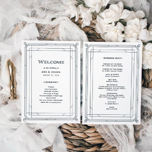 Modern Deco   Elegant Black and White Wedding Programma