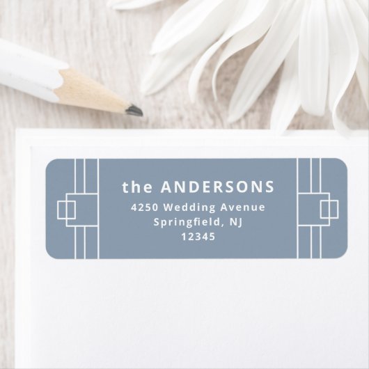 Modern Deco | Elegant Dusty Blue en White Etiket (Insitu)