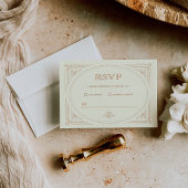 Modern Deco | Elegant Gold en Ivory Wedding RSVP Kaartje