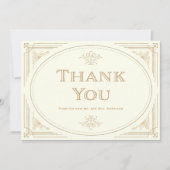 Modern Deco | Elegant Ivory en Gold Wedding Bedankkaart (Voorkant)