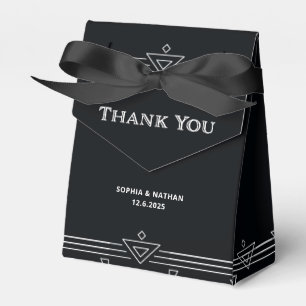Modern Deco   Elegant Onyx Black and White Wedding Bedankdoosjes