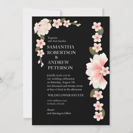 Modern Deco | Elegant Onyx Black and White Wedding Kaart (Voorkant)