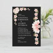 Modern Deco | Elegant Onyx Black and White Wedding Kaart (Staand voorkant)