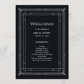 Modern Deco | Elegant Onyx Black and White Wedding Programma (Voorkant)