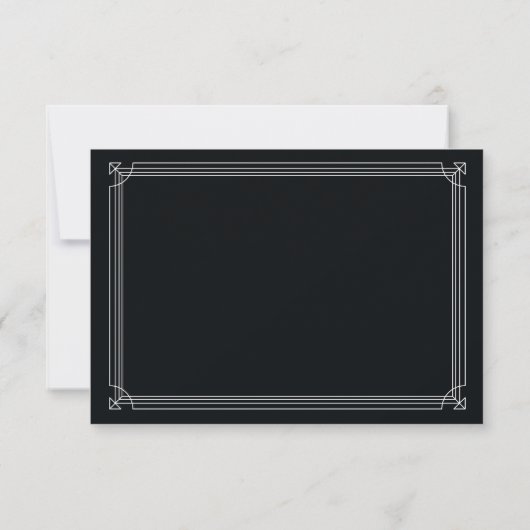 Modern Deco | Elegant Onyx Black and White Wedding RSVP Kaartje (Achterkant)