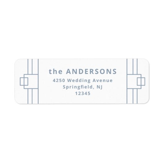 Modern Deco | Elegant White en Dusty Blue Etiket (Voorkant)