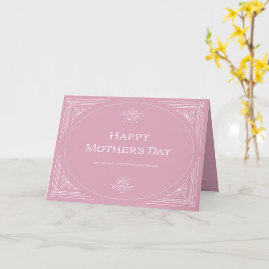 Modern Deco | Happy Mothers Day Pink Kaart (Gele Bloem)