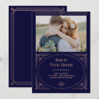 Modern Deco | Nep-rose-goud en marineblauwe foto