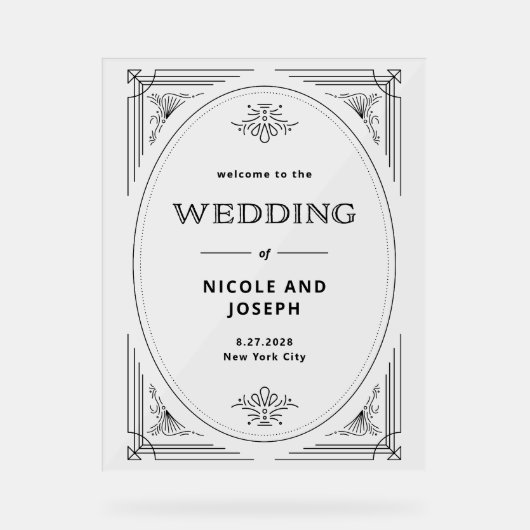 Modern Deco | Onthaal rond zwart-wit Acryl Bord (Voorkant)