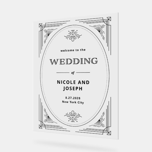 Modern Deco | Onthaal rond zwart-wit Acryl Bord (Hoek)