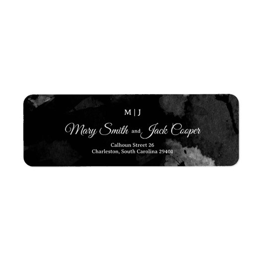 Modern deco  retro Black and white bruiloft Etiket (Voorkant)